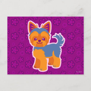 Kawaii Kort Hair Yorkie Tecknad hund