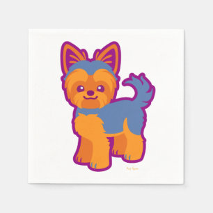 Kawaii kort hårYorkie tecknad hund Pappersservett
