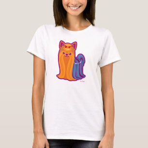 Kawaii lång hårYorkie tecknad hund Tee