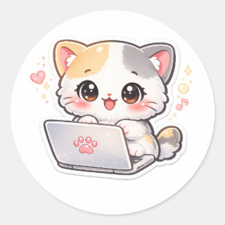 Kawaii Laptop Katt Klistermärke | Söt Chibi Kitty