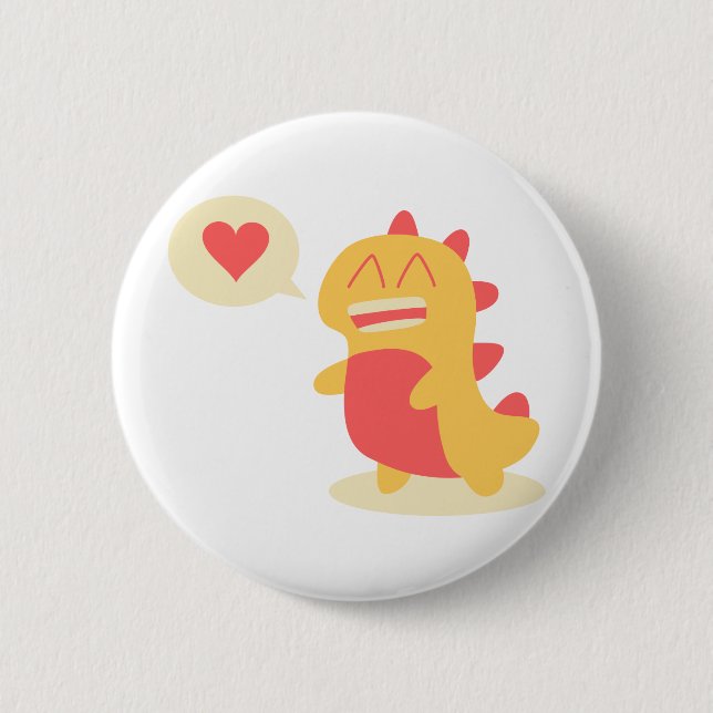 Kawaii leende Dino som pratar om kärlek Knapp (Framsida)