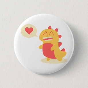 Kawaii leende Dino som pratar om kärlek Knapp