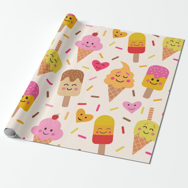 Kawaii leende glass barnkalas  presentpapper (Utrullad)