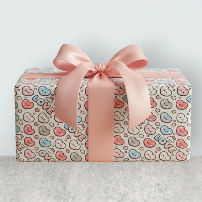Kawaii Leende Hjärtan Gradient KÄRLEK Mönster Presentpapper (Skapare uppladdad)