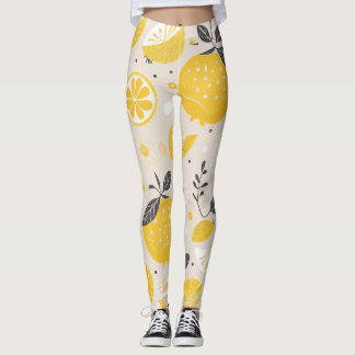 Kawaii Lemon Mönster Leggings