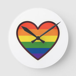 Kawaii LGBTQ+ Pride Heart Rund Klocka