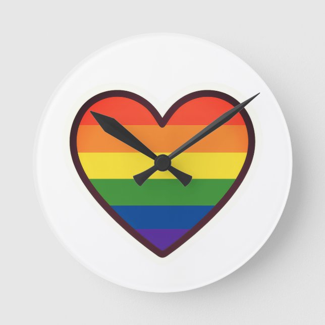 Kawaii LGBTQ+ Pride Heart Rund Klocka (Framsida)