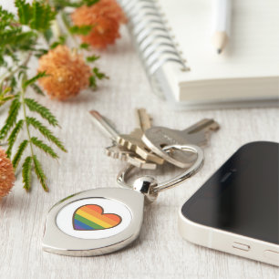 Kawaii LGBTQ+ Pride Heart Swirl Silverfärgad Nyckelring