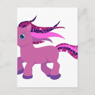 kawaii lila pony vykort