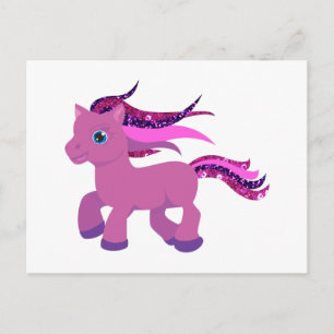 kawaii lila pony vykort