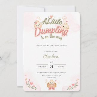 Kawaii Little Dumpling Baby Shower Inbjudan Rosa