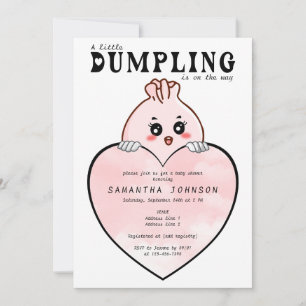 Kawaii Little Dumpling Dim Sum Rosa Baby Shower Inbjudningar