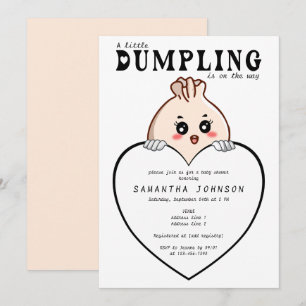 Kawaii Little Dumpling Dim Sum White Baby Shower Inbjudningar