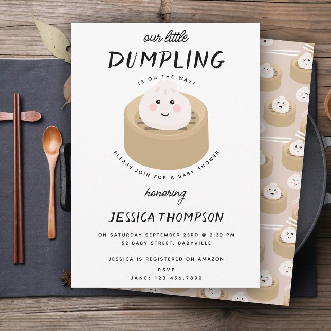Kawaii Little Dumpling Gender Neutral Baby Shower Inbjudningar (Kawaii Little Dumpling Gender Neutral Baby Shower Invitation)