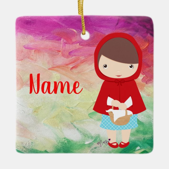 Kawaii Little Girl Red Ornament (Framsida)