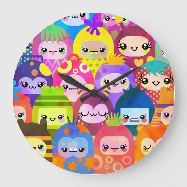 Kawaii Little Monsters Baby  Stor Klocka (Framsida)