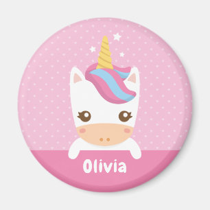 Kawaii Little Unicorn Girls Personlig Magnet