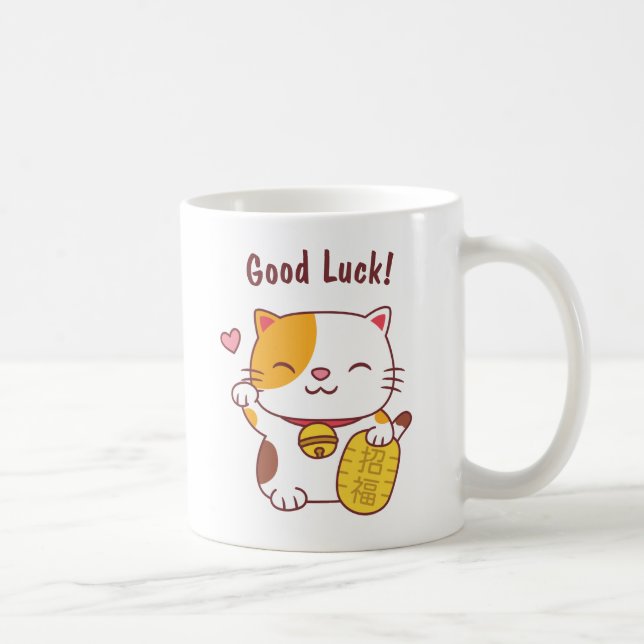Kawaii Lucky Cat Japanska Maneki Neko Kaffemugg (Höger)
