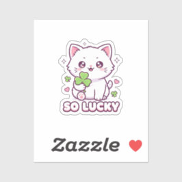 Kawaii Lucky Cat Maneki Neko Med Clover-dekal Klistermärken