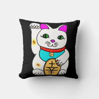 Kawaii Lucky Cat Maneki Neko Välsignar Kudde