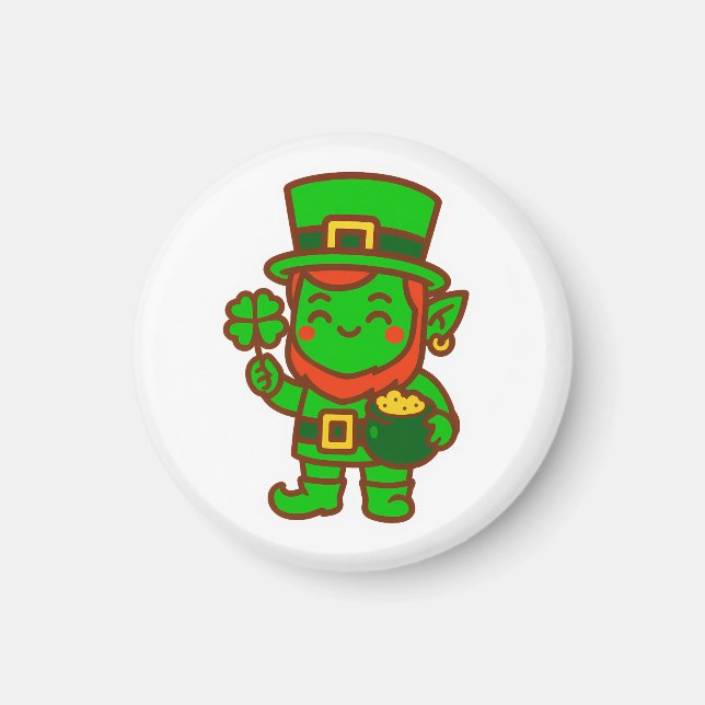 Kawaii Lucky Leprechaun Magnet (Framsidan)