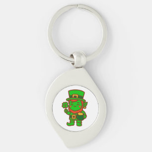 Kawaii Lucky Leprechaun Swirl Silverfärgad Nyckelring