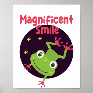 Kawaii lustigt söt lycklig groda leende poster