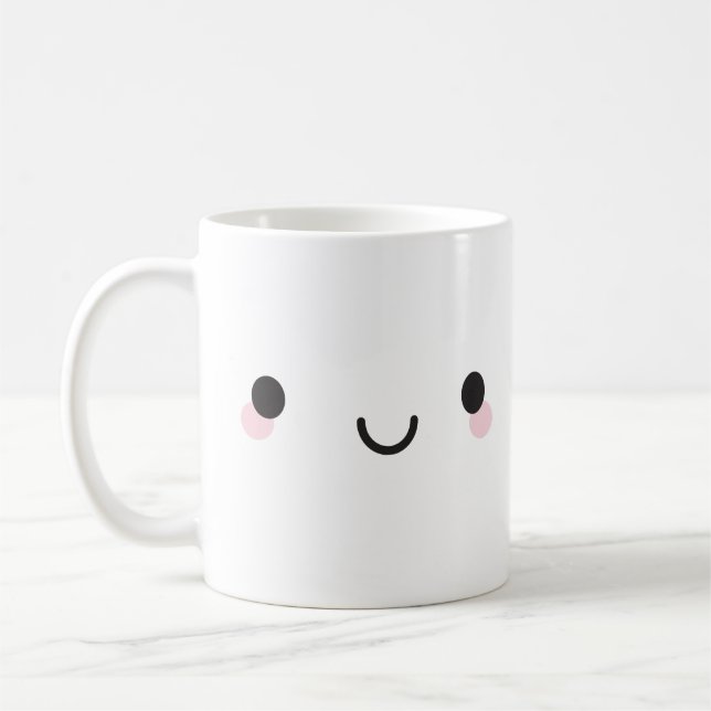 Kawaii Lycklig Ansikte Kaffemugg (Vänster)