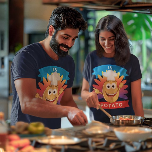 Kawaii Lycklig Ansikte Potato Late Night TV Unisex T Shirt (Kawaii Happy Face Potato Late Night TV Unisex T-Shirt)