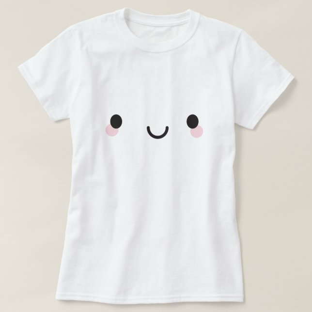 Kawaii Lycklig Ansikte T Shirt (Design framsida)