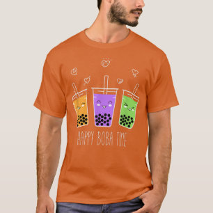 Kawaii Lycklig Boba Tea Time Bubble Mjölk Tea Drin T Shirt
