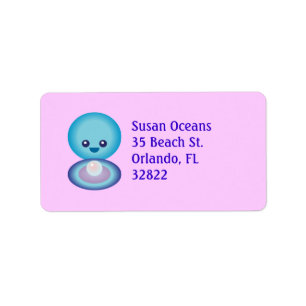 Kawaii Lycklig Clam Adressetikett