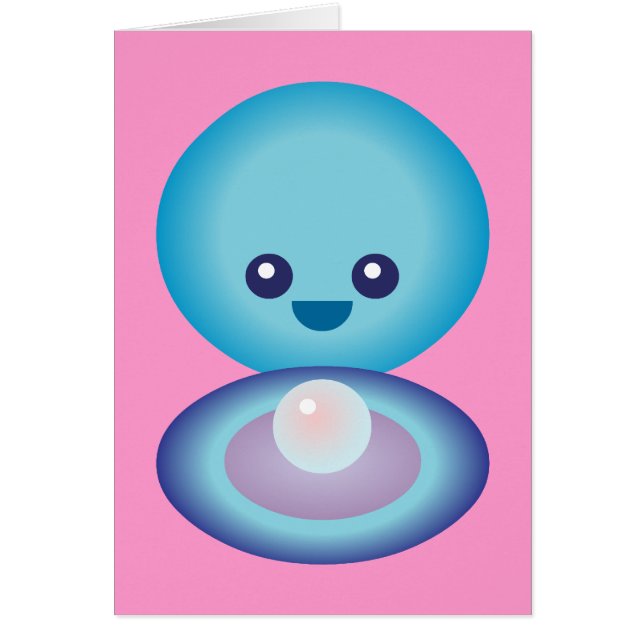 Kawaii Lycklig Clam Hälsningskort (Framsidan)