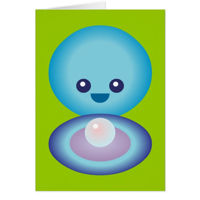 Kawaii Lycklig Clam Hälsningskort (Framsidan)