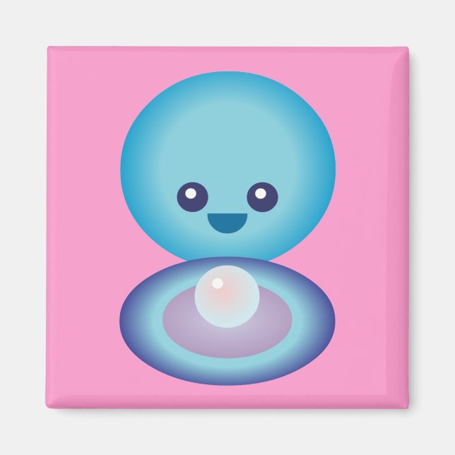 Kawaii Lycklig Clam Magnet (Framsidan)