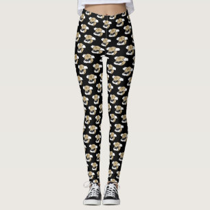 Kawaii Lycklig Fladdermus som flyger på Full Moon Leggings