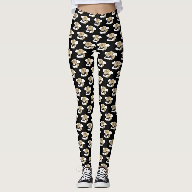 Kawaii Lycklig Fladdermus som flyger på Full Moon  Leggings (Framsida)