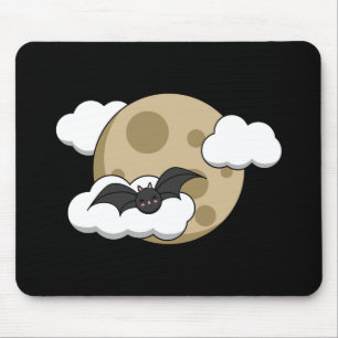 Kawaii Lycklig Fladdermus som flyger på Full Moon Musmatta