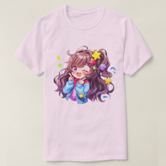 Kawaii Lycklig Loli Star Girl T Shirt