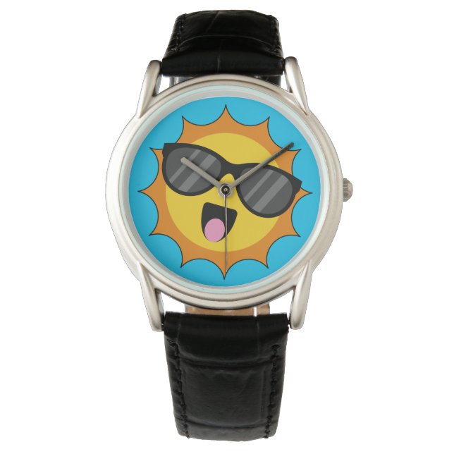 Kawaii Lycklig Sol med solglasögon Armbandsur (Framsida)