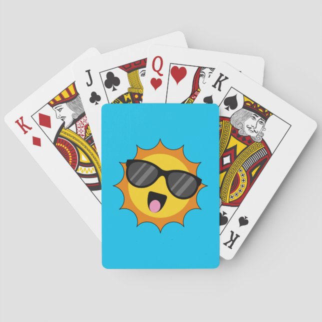 Kawaii Lycklig Sol med solglasögon Casinokort (Baksidan)