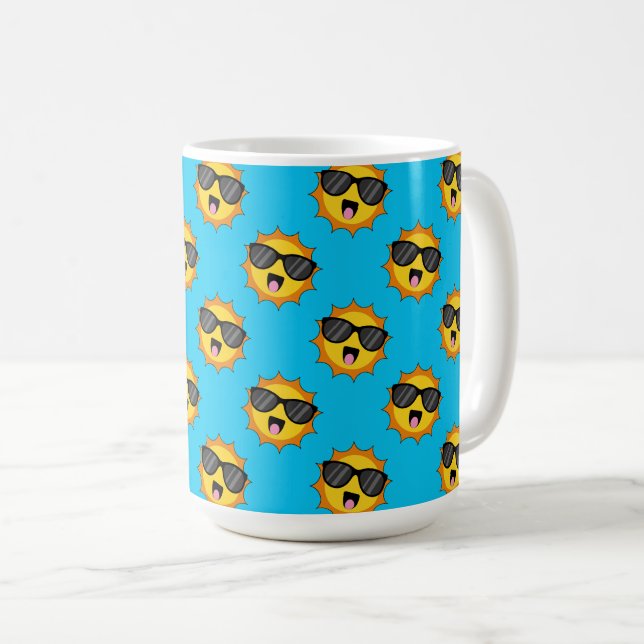 Kawaii Lycklig Sol med solglasögon Kaffemugg (Framsida höger)