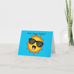 Kawaii Lycklig Sol med solglasögon   Lägg till tex Tack Kort