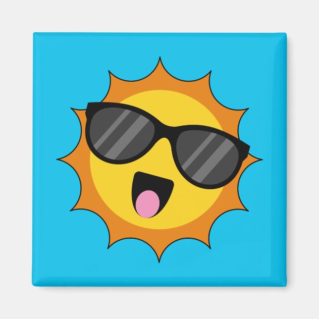 Kawaii Lycklig Sol med solglasögon Magnet (Framsidan)