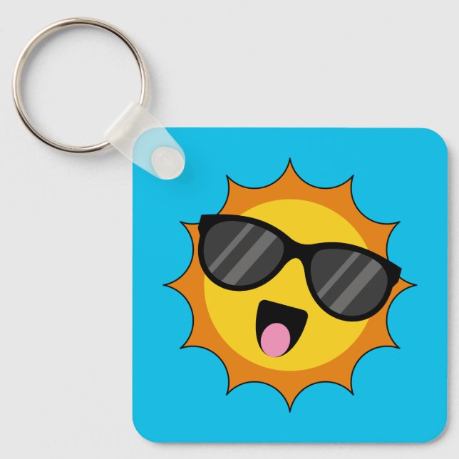 Kawaii Lycklig Sol med solglasögon Nyckelring (Framsida)