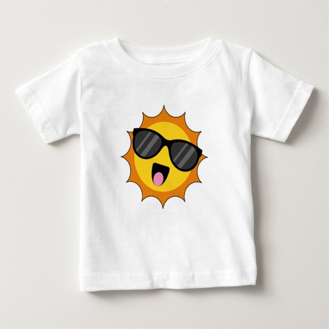 Kawaii Lycklig Sol med solglasögon T Shirt (Framsida)