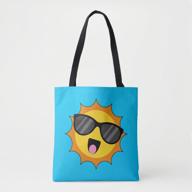 Kawaii Lycklig Sol med solglasögon Tygkasse (Framsida)