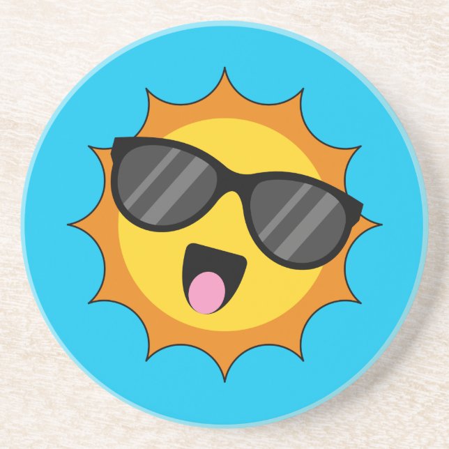 Kawaii Lycklig Sol med solglasögon Underlägg (Framsidan)