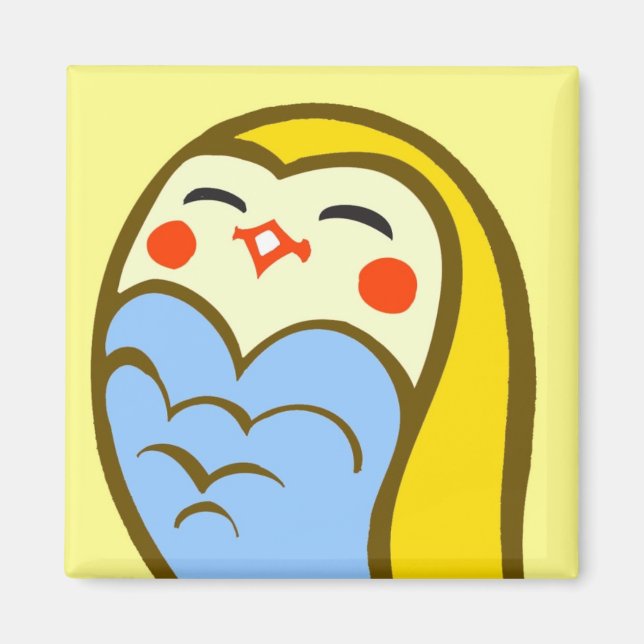 Kawaii Lycklig Uggla Magnet (Framsidan)