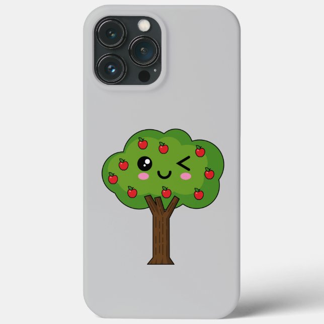 Kawaii Lycklig Winking Apple Träd (Baksida)